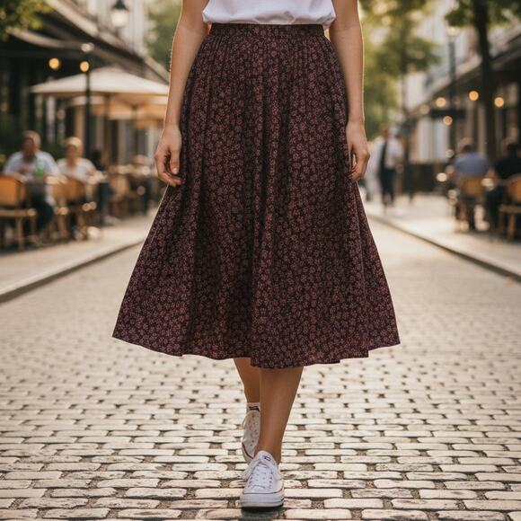 Anthropologie Comme toi floral pleated skirt with pockets size S - Picture 2 of 6
